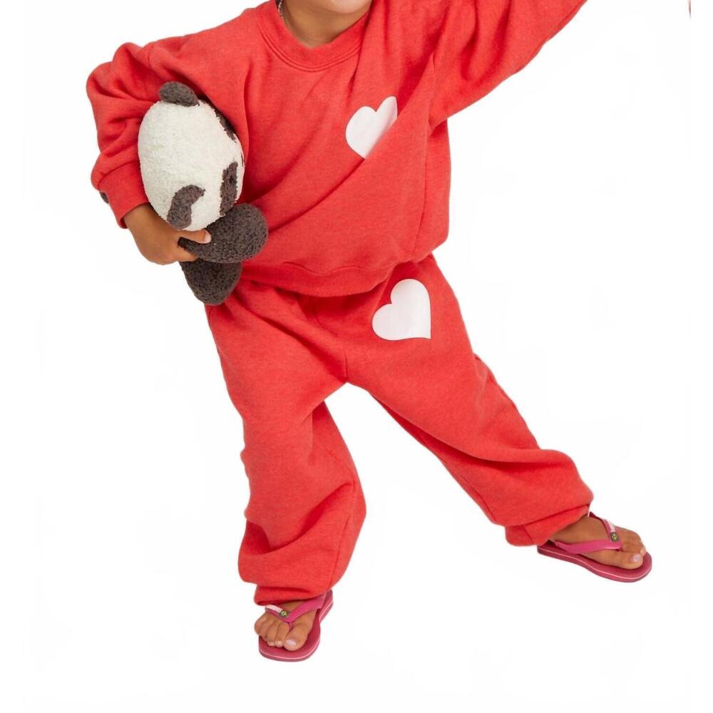 NEW SPRWMN kids heart sweatpants in rouge